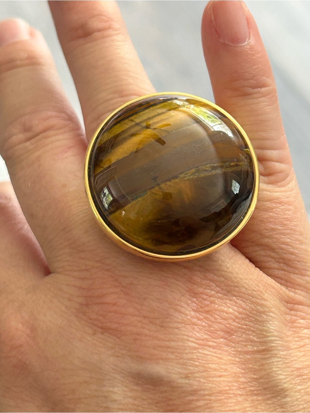 ALEZ FRAGA Gold-Tone Tiger's Eye Statement Ring - Women Jewelry